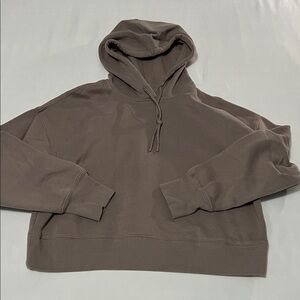 Harmony Balance Taupe Cropped Hoodie with Thumbhole Sleeves
